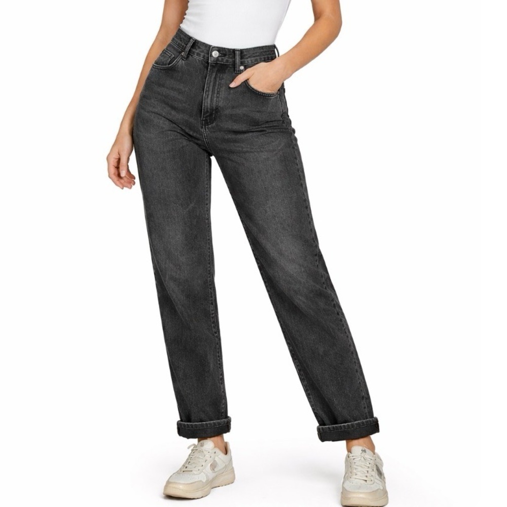 American Eagle jeans black/gray washed stretch SZ 8 straight leg high rise pants